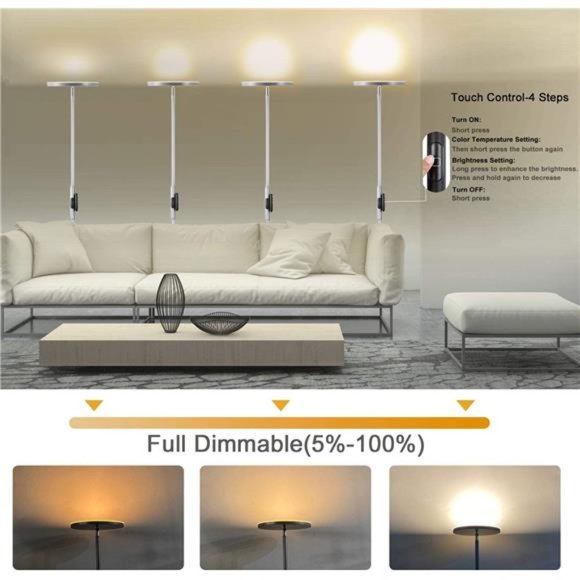 Floor Lamp,30W/2400LM Sky LED Modern Torchiere 3 Color Temperatures Super Bright - Picture 2 of 6
